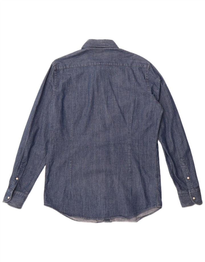 Massimo Dutti Mens Denim Shirt Medium Blue Cotton