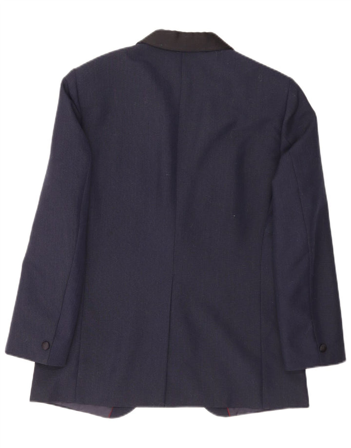 Kruunu Mens 1 Button Blazer Jacket UK 36 Small Navy Blue Colourblock Wool