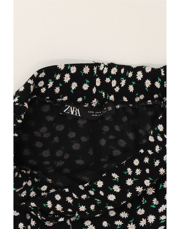 ZARA Womens Skort UK 10 Small Black Floral Vintage Zara and Second-Hand Zara from Messina Hembry 
