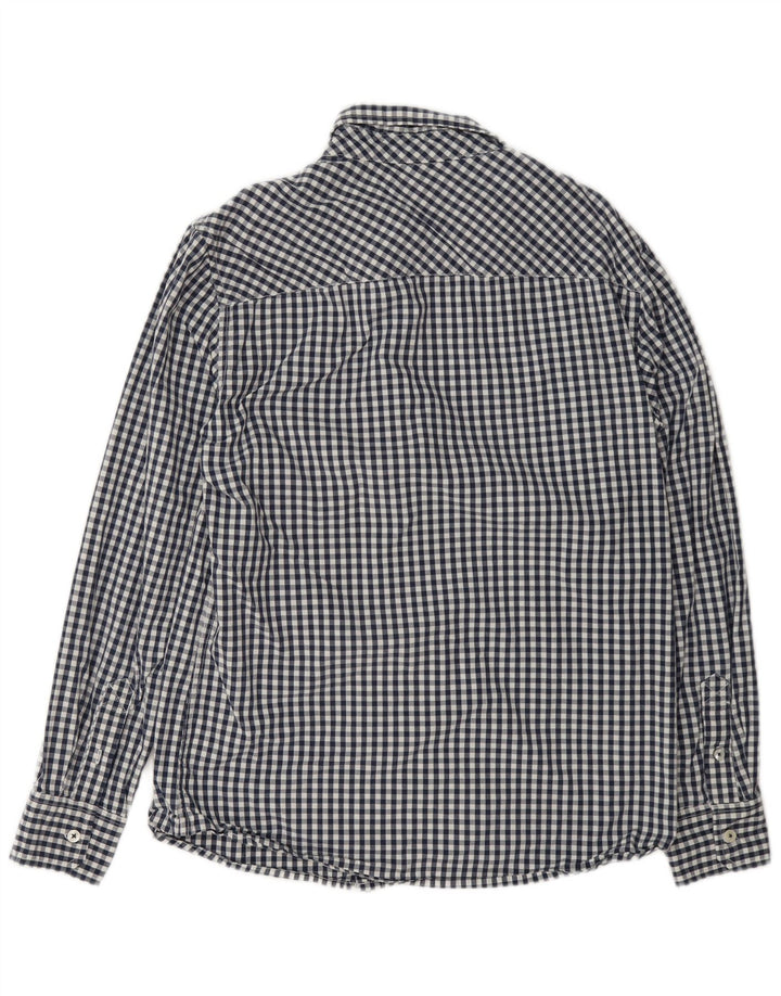Mustang Mens Slim Fit Shirt Medium Navy Blue Gingham Cotton