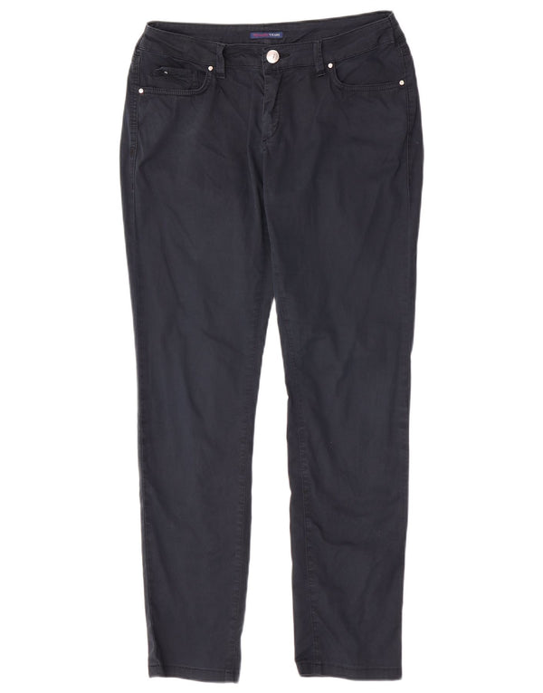 Trussardi Womens Slim Casual Trousers W27 L29 Navy Blue Cotton