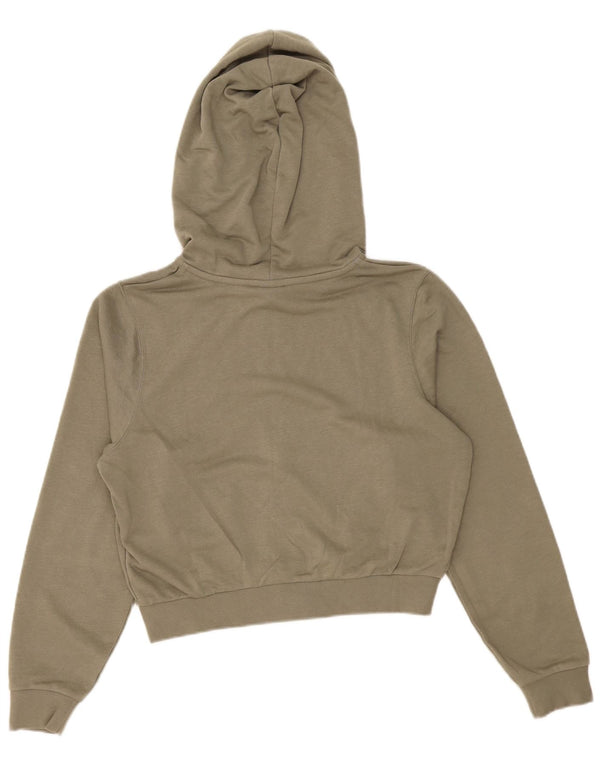 Nike Womens Crop Oversized Zip Hoodie Sweater UK 6 XS Khaki Cotton