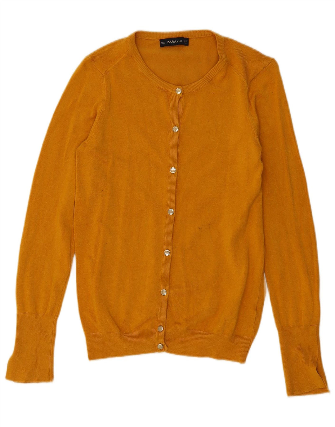 Zara Womens Cardigan Sweater UK 12 Medium Yellow Viscose