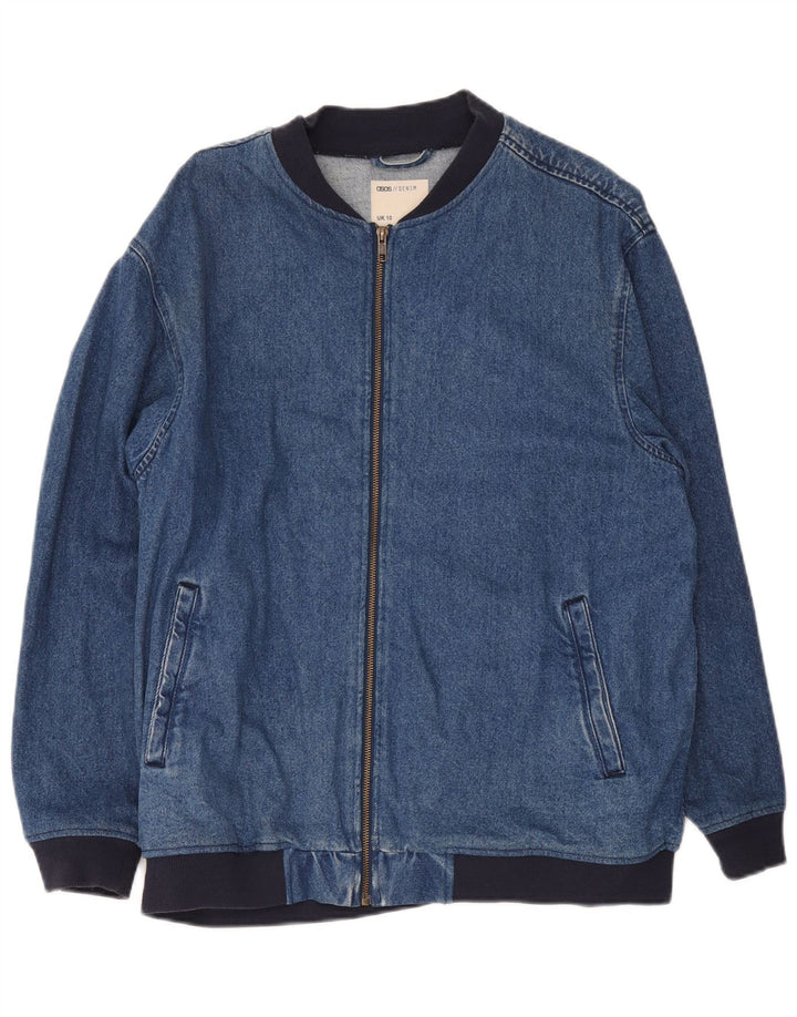 Asos Damen-Jeansjacke in Übergröße, UK 10, Größe S, Blau, Colourblock-Baumwolle
