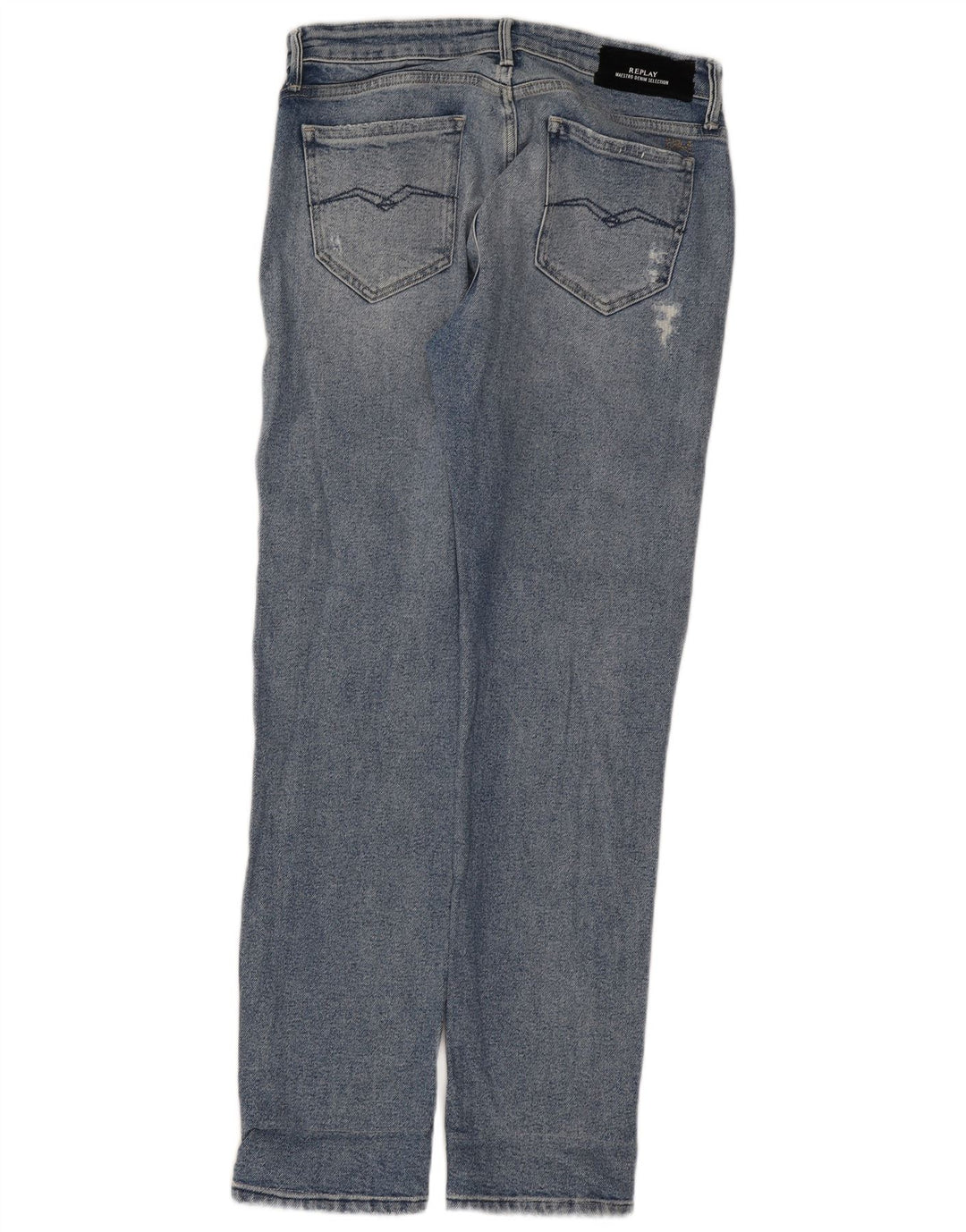 Replay Womens Distressed Tapered Jeans W30 L31 Blue