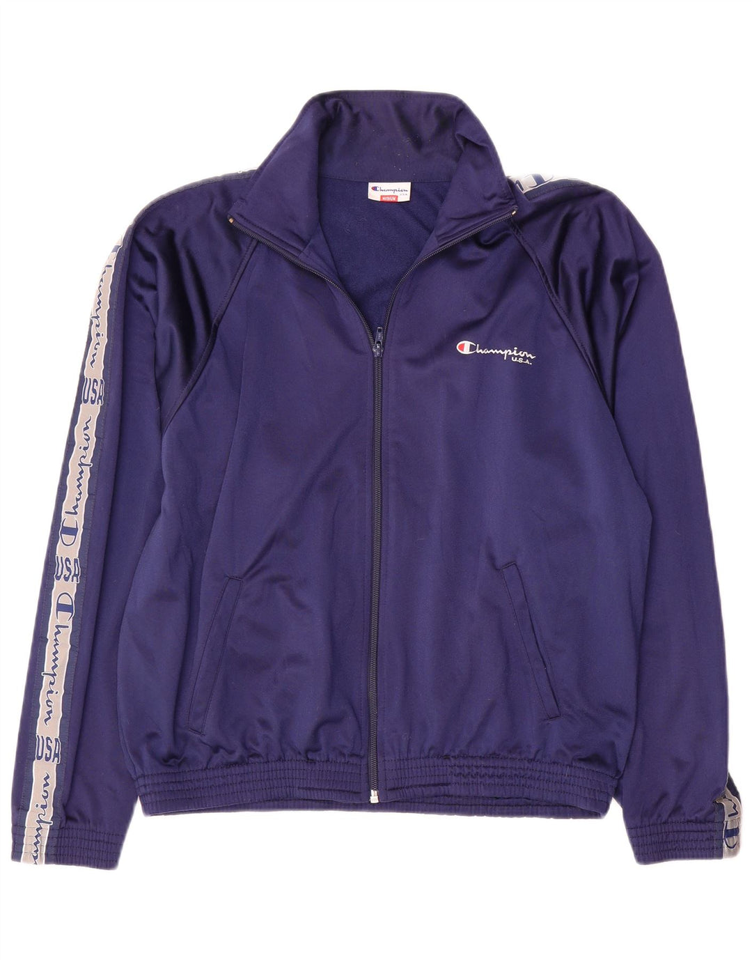 Champion Mens Graphic Tracksuit Top Jacket Medium Navy Blue Colourblock