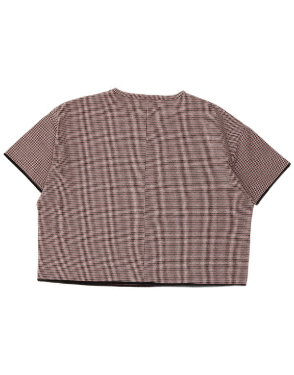 Zara Dame Oversized Bluse Top UK 14 Large Brown Houndstooth