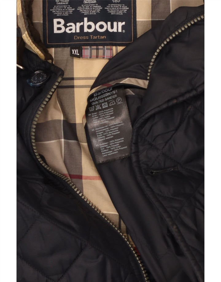 Barbour Mens Quilted Jacket UK 44 2XL Navy Blue Polyamide
