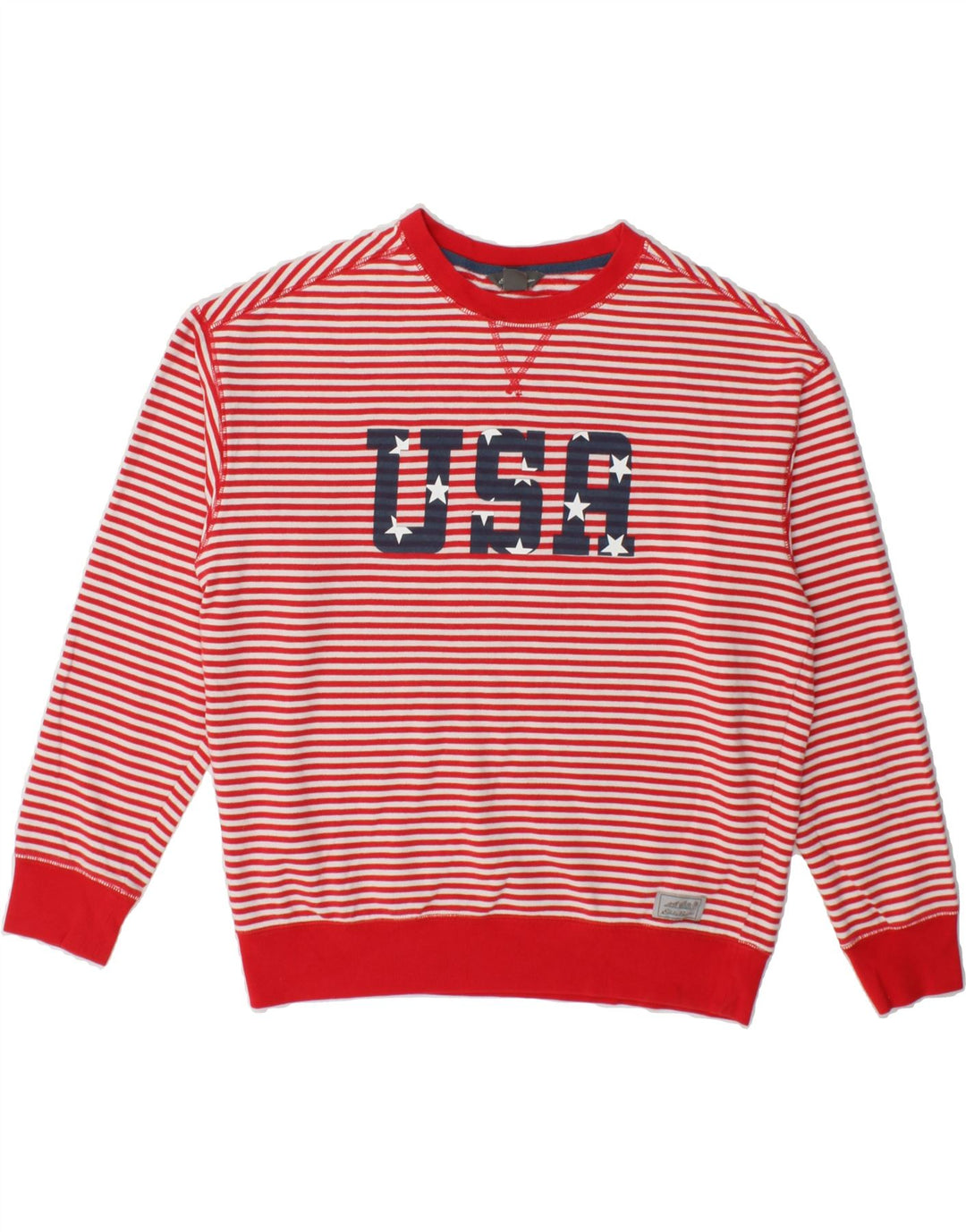 EDDIE BAUER Womens Oversized Sweatshirt Jumper UK 10 Small Red Striped Vintage Eddie Bauer and Second-Hand Eddie Bauer from Messina Hembry 