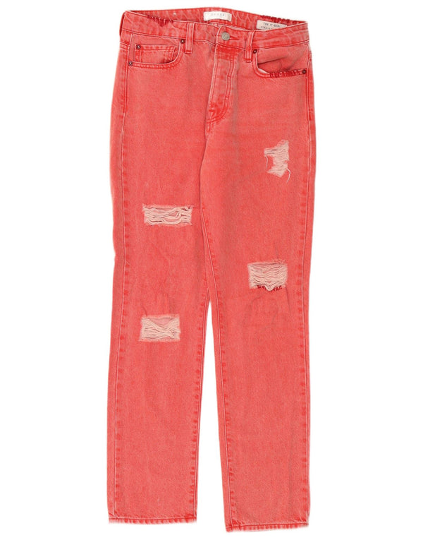 Guess Womens Distressed Straight Jeans W26 L28 Red Cotton