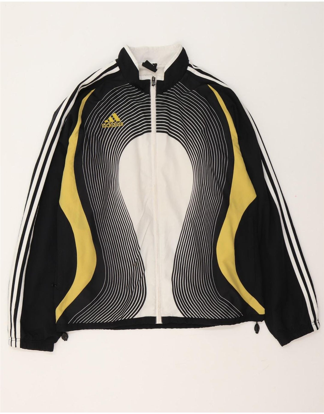 Adidas Mens Tracksuit Top Jacket UK 42/43 Large Black Colourblock Polyester
