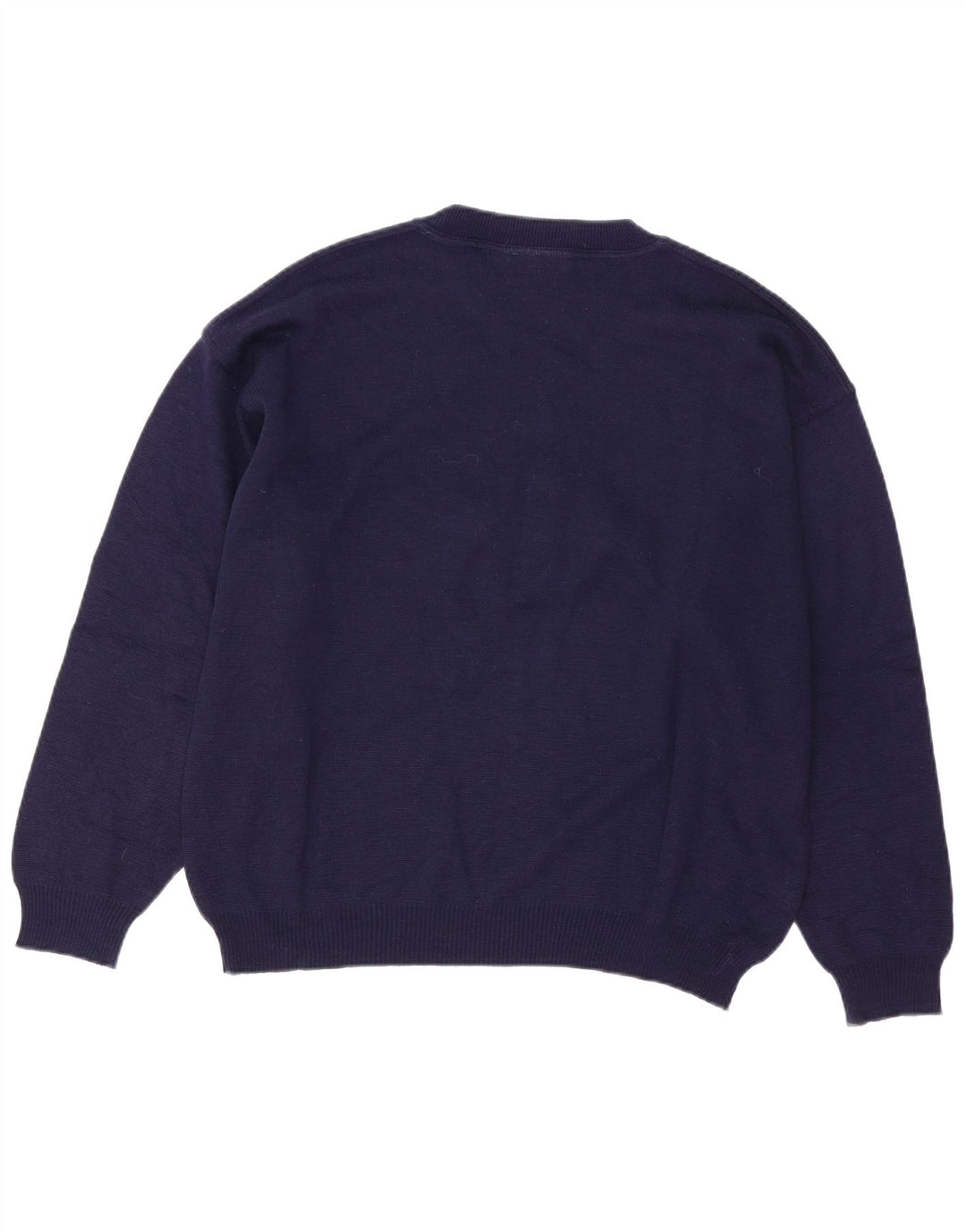 KOMPAS KORT Herre grafisk rund hals sweater stor marineblå uld