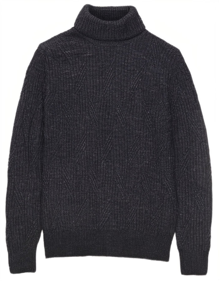 Marks & Spencer Mens Roll Neck Jumper Sweater Medium Navy Blue Flecked
