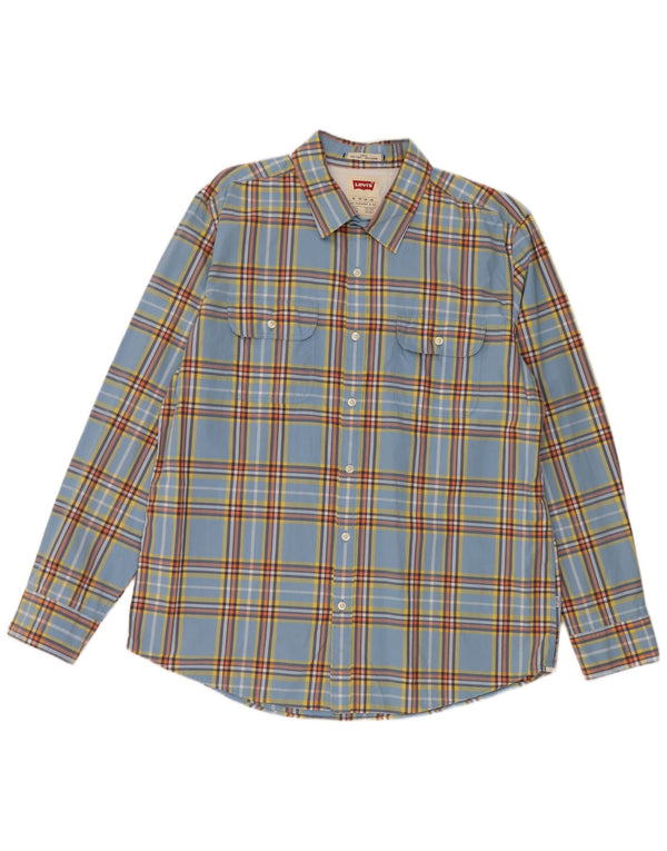 Camicia Levi's da uomo slim fit XL in cotone a quadri blu