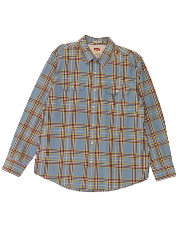 Camicia Levi's da uomo slim fit XL in cotone a quadri blu