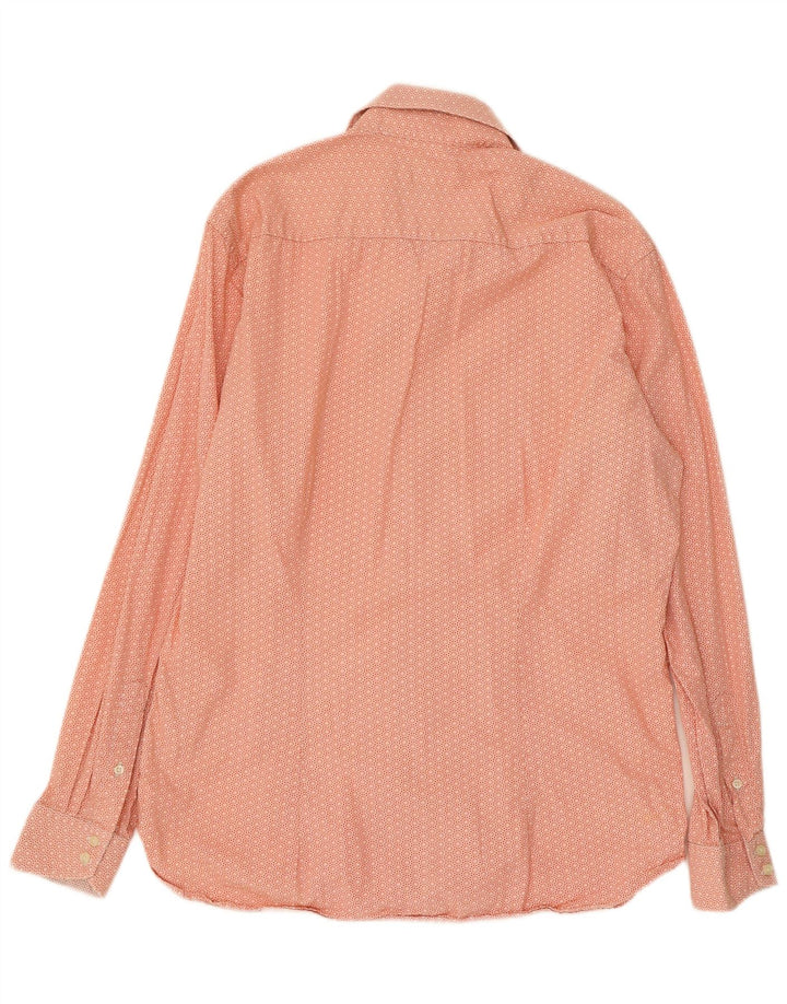 TED BAKER Mens Shirt Size 16 Large Orange Floral Cotton