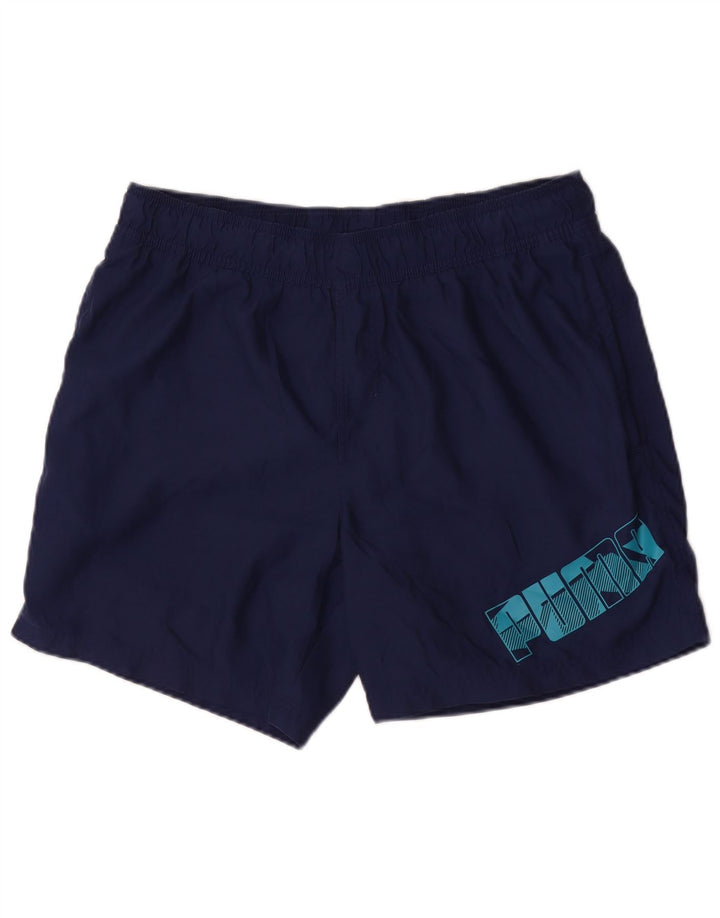 Pantaloncini sportivi grafici da uomo Puma Large in poliestere blu navy