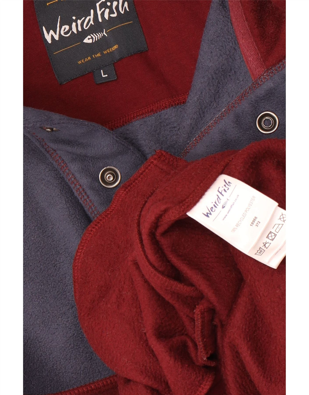 WEIRD FISH Maglione da uomo in pile con collo a bottoni, grande blocco di colore marrone