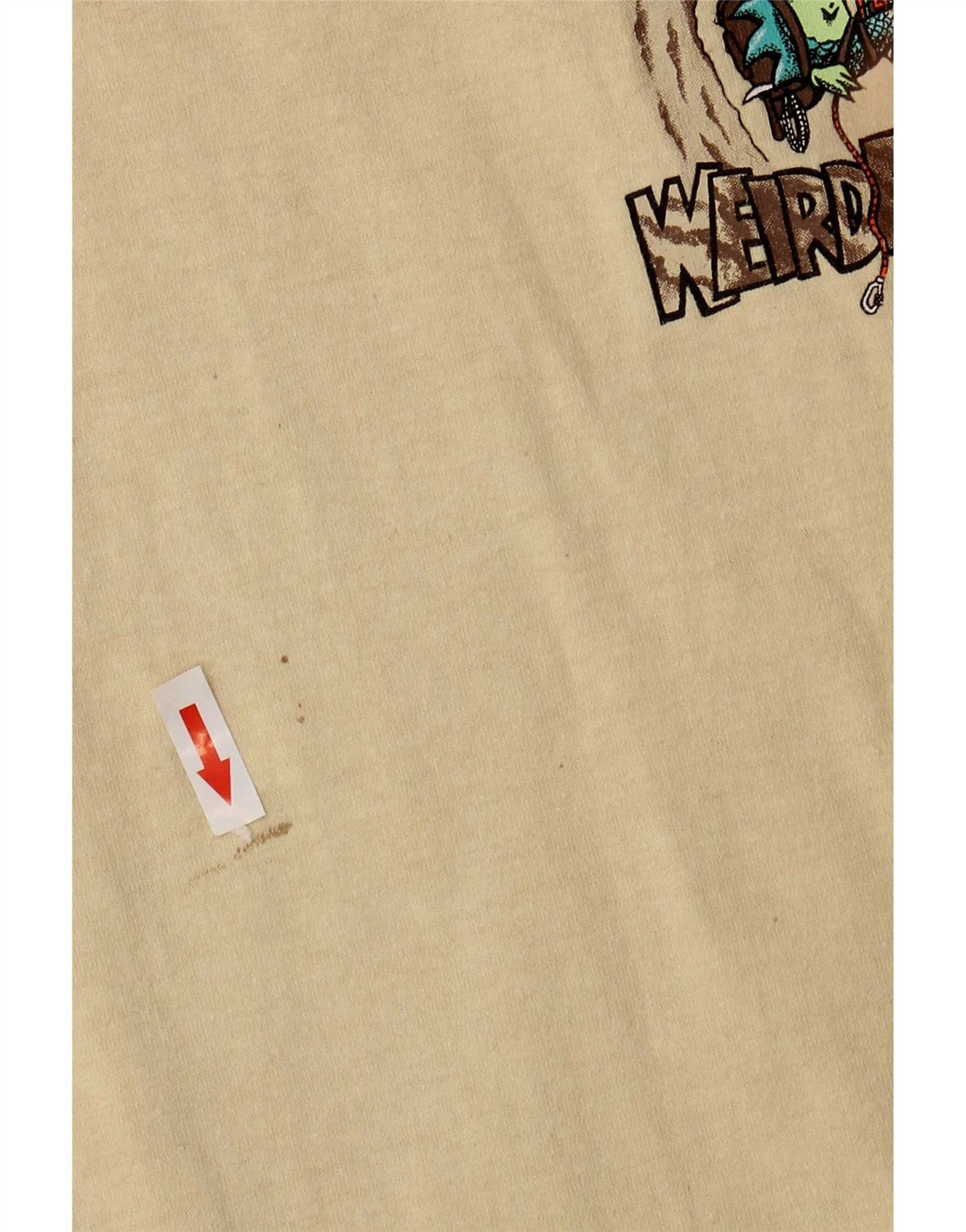 Weird Fish Mens Graphic T-Shirt Top Medium Beige Cotton