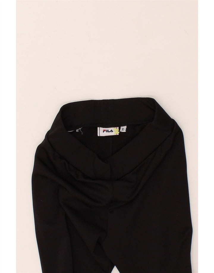FILA Womens Graphic Leggings UK 4 XS Black Vintage Fila and Second-Hand Fila from Messina Hembry 