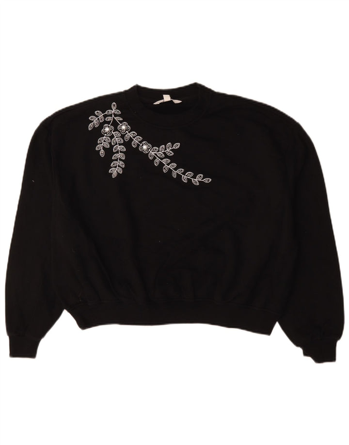 Marks & Spencer Damen-Sweatshirt in Übergröße, Gr. 10, Größe S, Schwarz, Blumenmuster