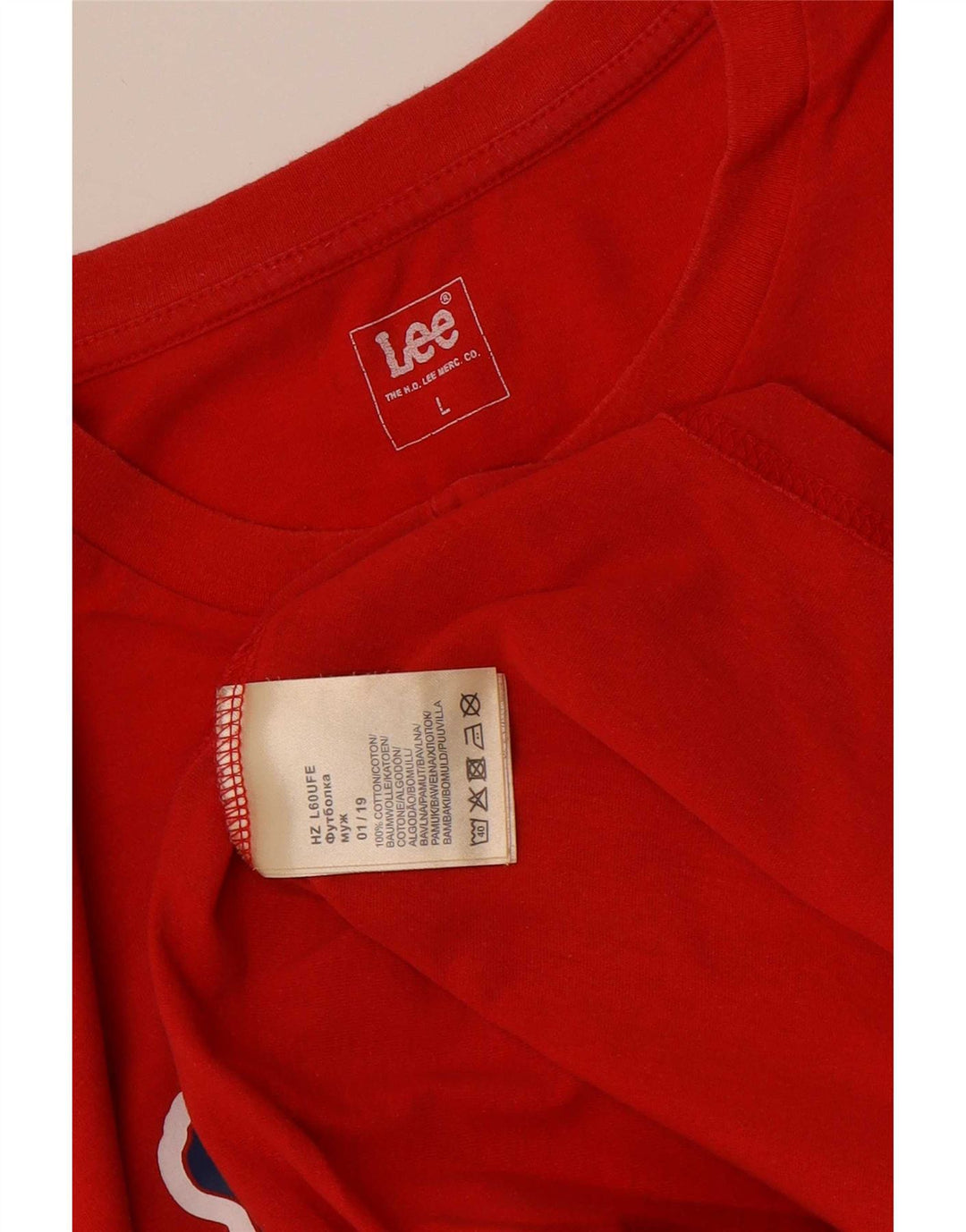 Lee Mens Graphic T-Shirt Top Large Red Cotton