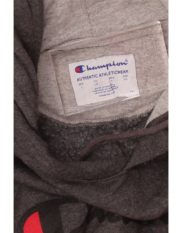 CHAMPION Mens Graphic Hoodie Jumper Large Grey Vintage Champion and Second-Hand Champion from Messina Hembry 