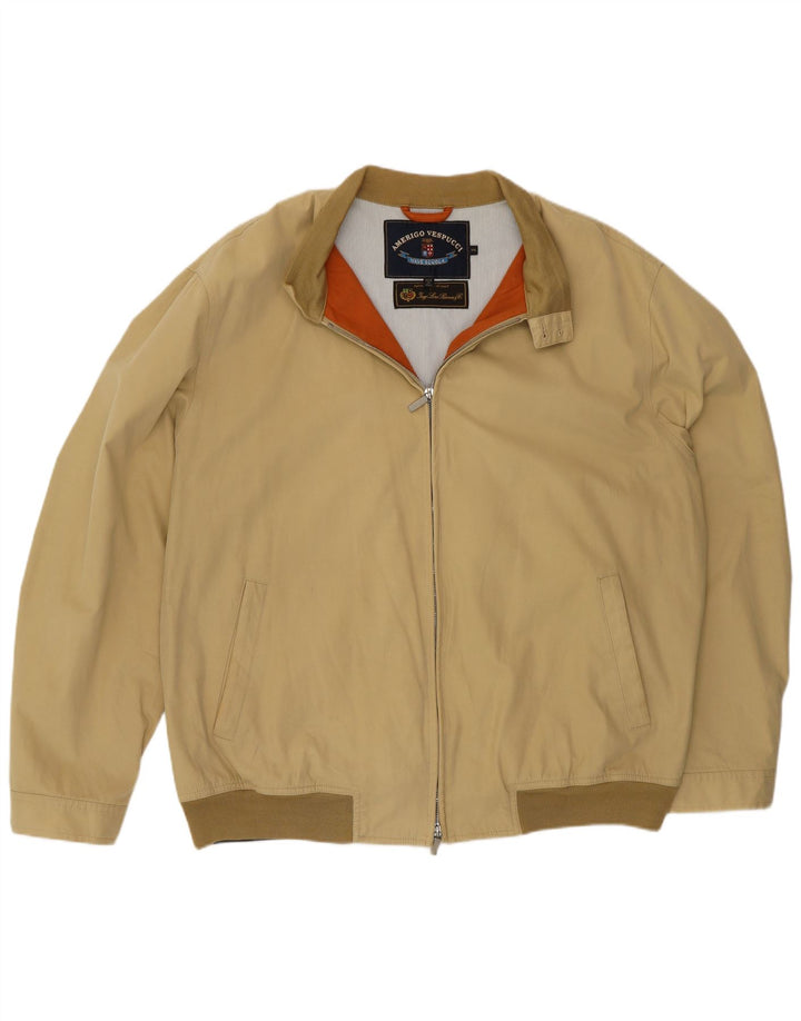 Amerigo Vespucci Mens Bomber Jacket UK 44 2XL Beige Polyester