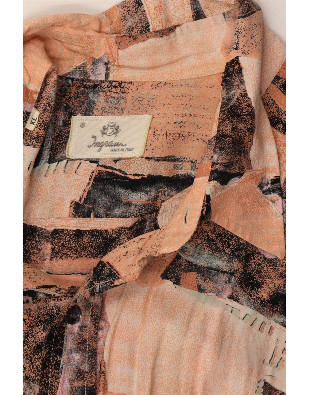INGRAM Mens Short Sleeve Shirt XL Beige Patchwork Vintage Ingram and Second-Hand Ingram from Messina Hembry 
