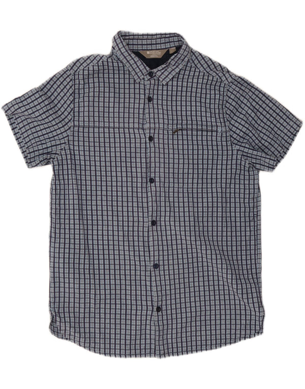 Mountain Warehouse Chemise à manches courtes pour homme en coton à carreaux bleu marine