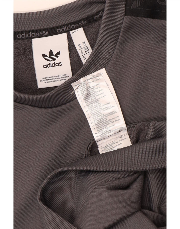 Adidas Mens Graphic Sweatshirt Jumper Medium Grey Colourblock Polyester