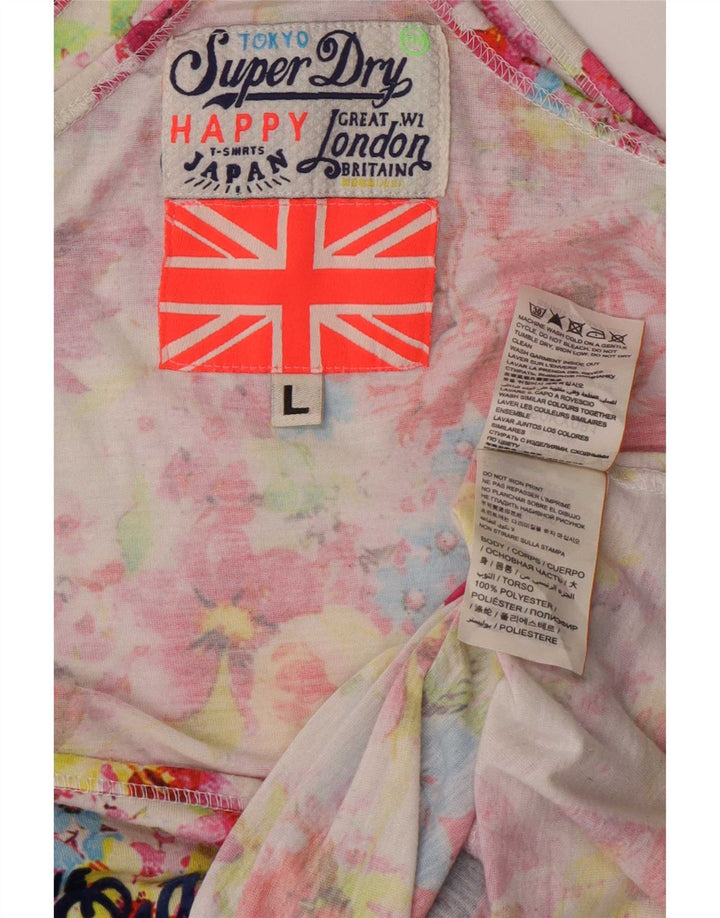 Canotta grafica da donna Superdry UK 16 Grande poliestere floreale multicolore