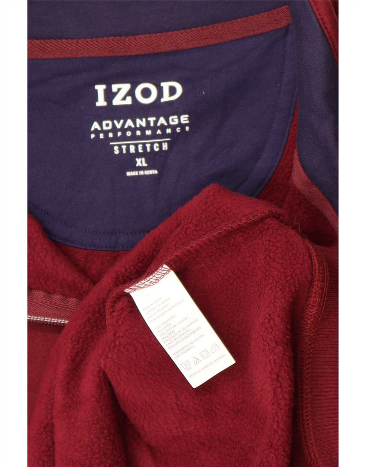 Izod Herren-Sweatshirt mit Reißverschluss am Hals, XL, kastanienbraunes Polyester