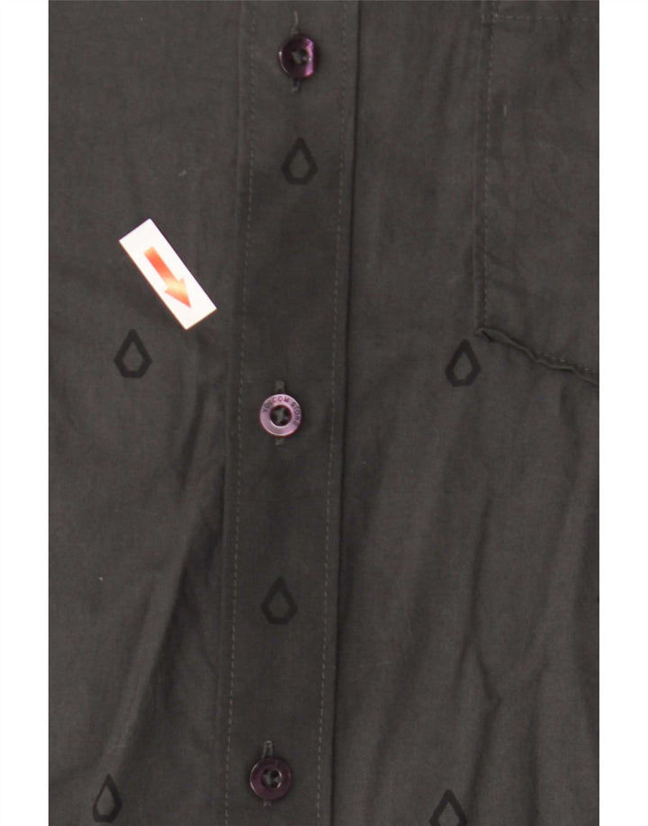 Camicia a maniche corte grafica da uomo Volcom Large in cotone geometrico grigio