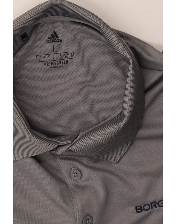 ADIDAS Mens Polo Shirt Large Grey Polyester Vintage Adidas and Second-Hand Adidas from Messina Hembry 