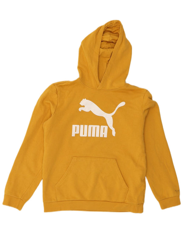 Felpa con cappuccio grafica per ragazze Puma 15-16 anni XL in cotone giallo