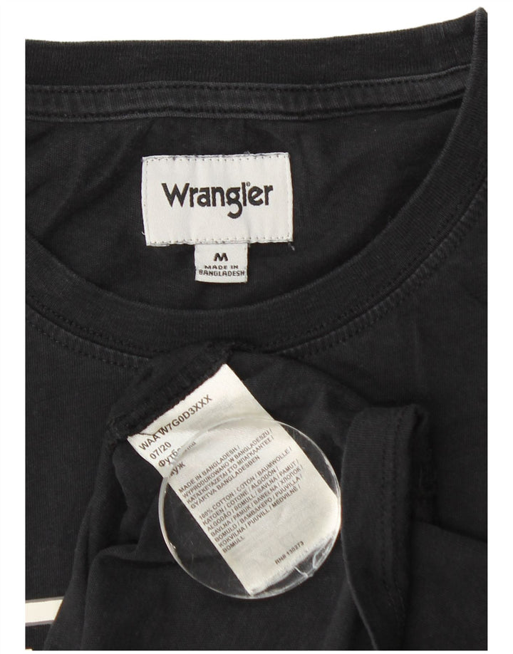 Wrangler Mens Graphic Top Long Sleeve Medium Black Cotton