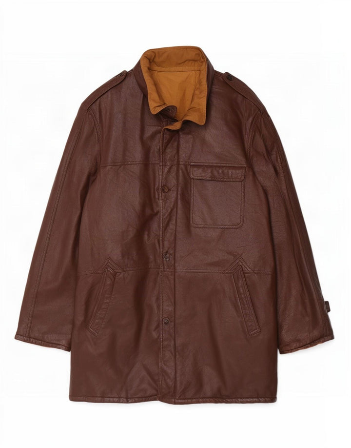 manteau en cuir militaire vintage pour hommes UK 38 Brun moyen