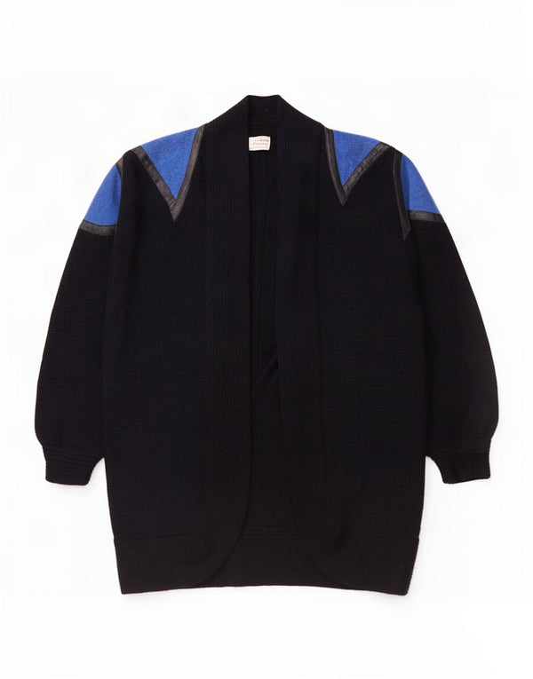 Vintage Womens Oversized Longline Cardigan Sweater UK 14 Medium Black