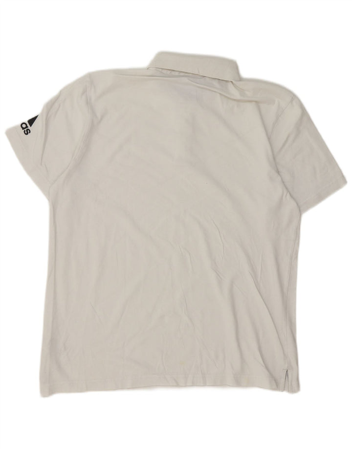 Adidas Mens Polo Shirt Large White Cotton