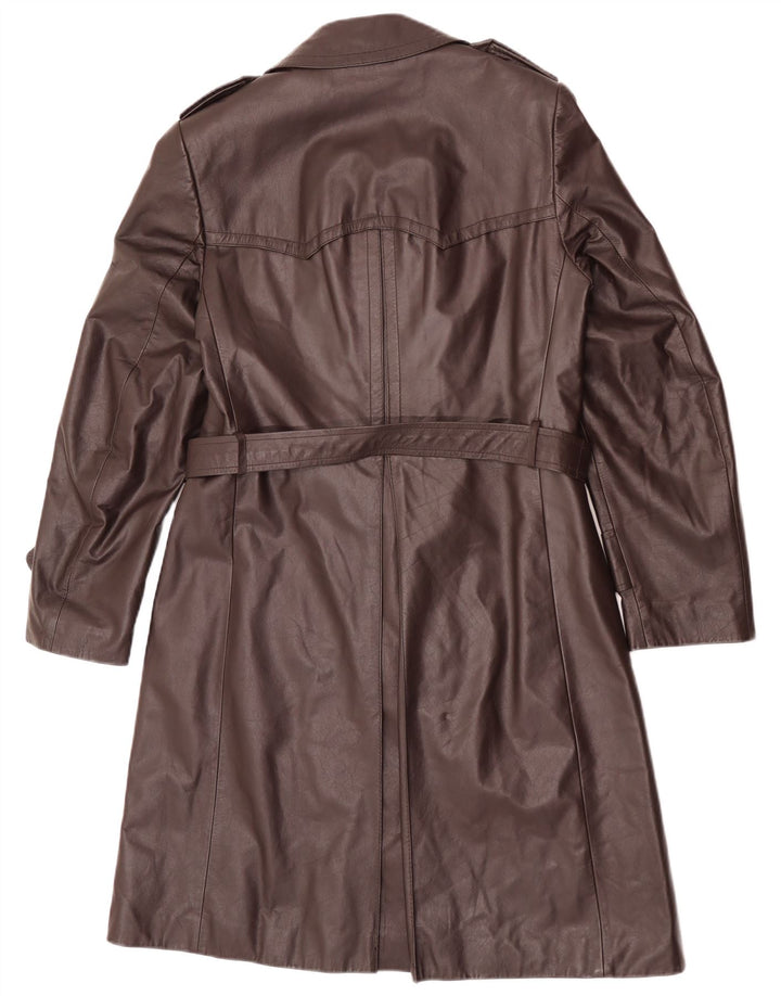 Anfor Mens Double Breasted Leather Coat IT 48 Medium Brown