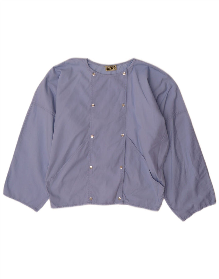 Penny Black Womens Double Breasted Bomber Jacket UK 8 Small Blue Cotton