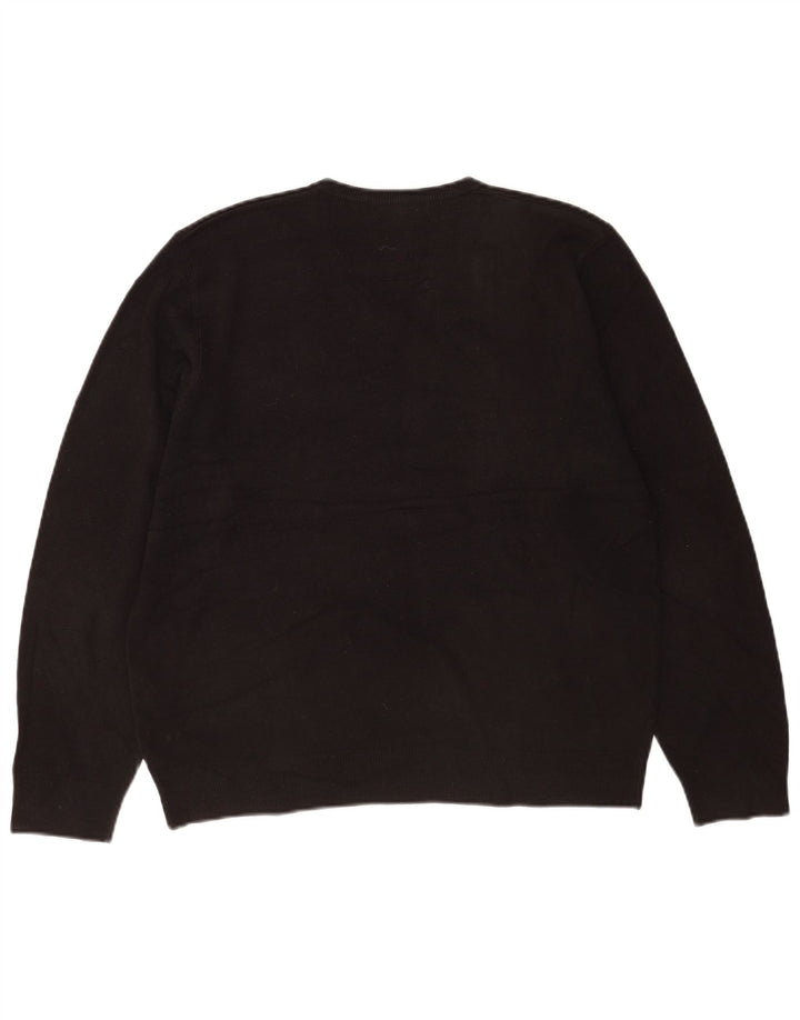 Marks & Spencer Mens V-Neck Jumper Sweater Large Black Acrylic