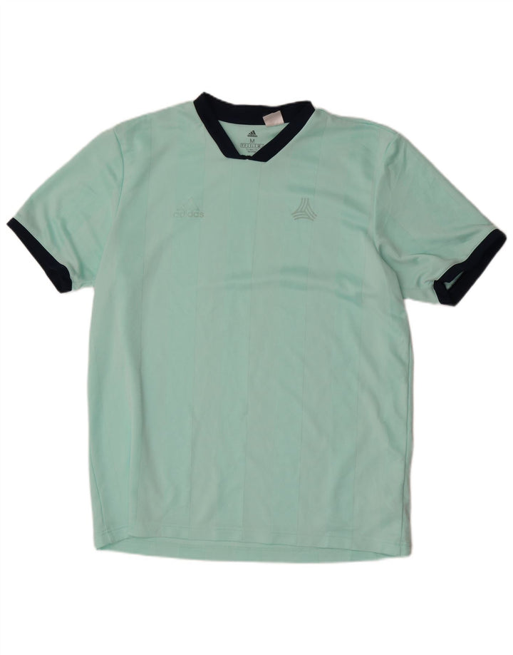 Adidas Mens Climalite Camiseta Top Medio Turquesa Rayas Poliéster