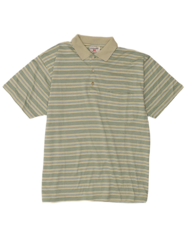 Camisa polo masculina Marronetto grande algodão listrado verde