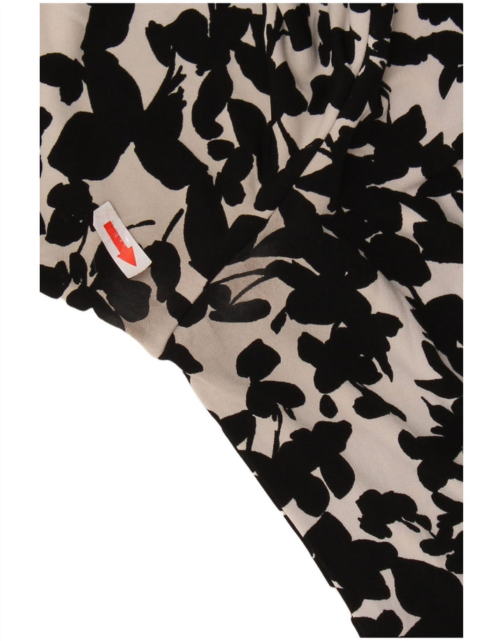 MARKS & SPENCER Womens Blouse Top UK 16 Large Black Floral Polyester