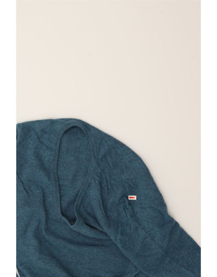 BENETTON Womens V-Neck Jumper Sweater UK 14 Medium Blue Wool Vintage Benetton and Second-Hand Benetton from Messina Hembry 