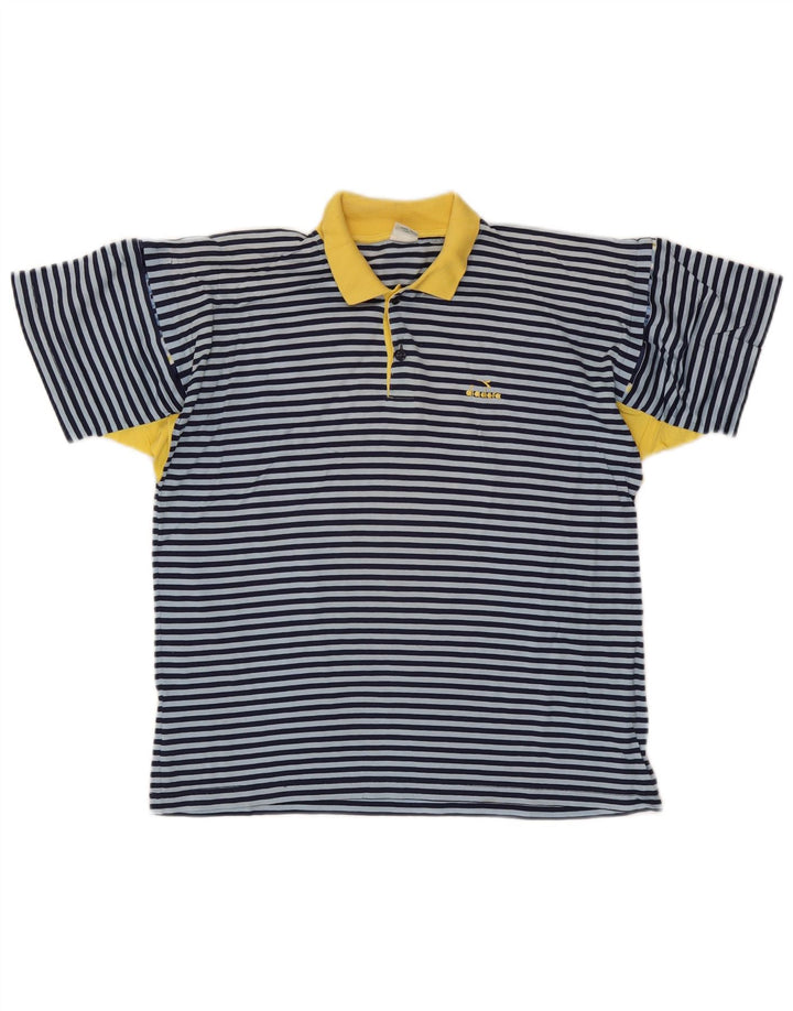 Diadora Mens Polo Shirt IT 48 Small Blue Striped