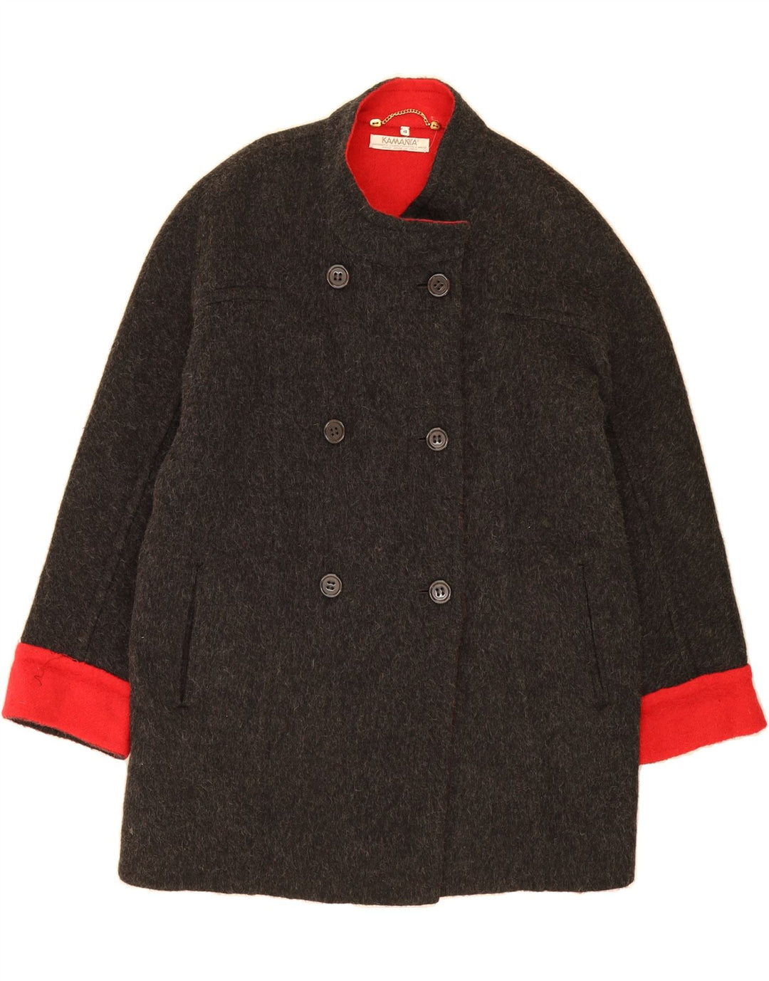 KAMANTA Womens Double Breasted Coat IT 48 XL Grey Wool Vintage Kamanta and Second-Hand Kamanta from Messina Hembry 