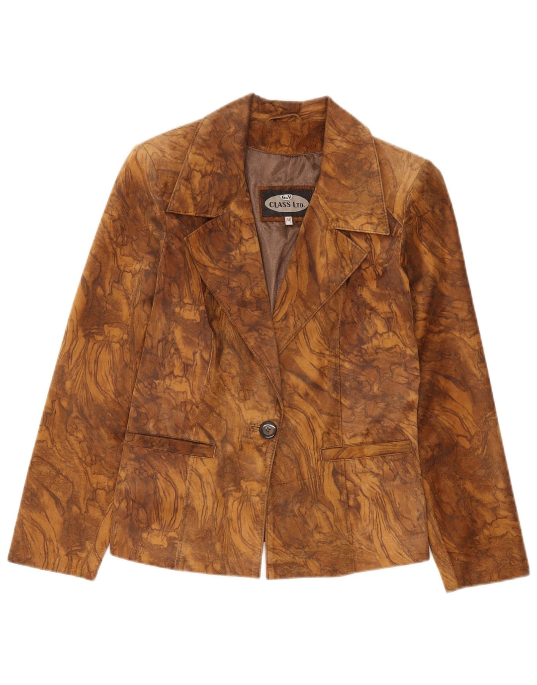 Vintage Womens 1 Button Suede Blazer Jacket IT 44 Medium Brown Tie Dye